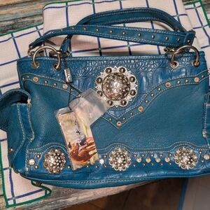 Montana West Aqua blue Embellished Women's Bag